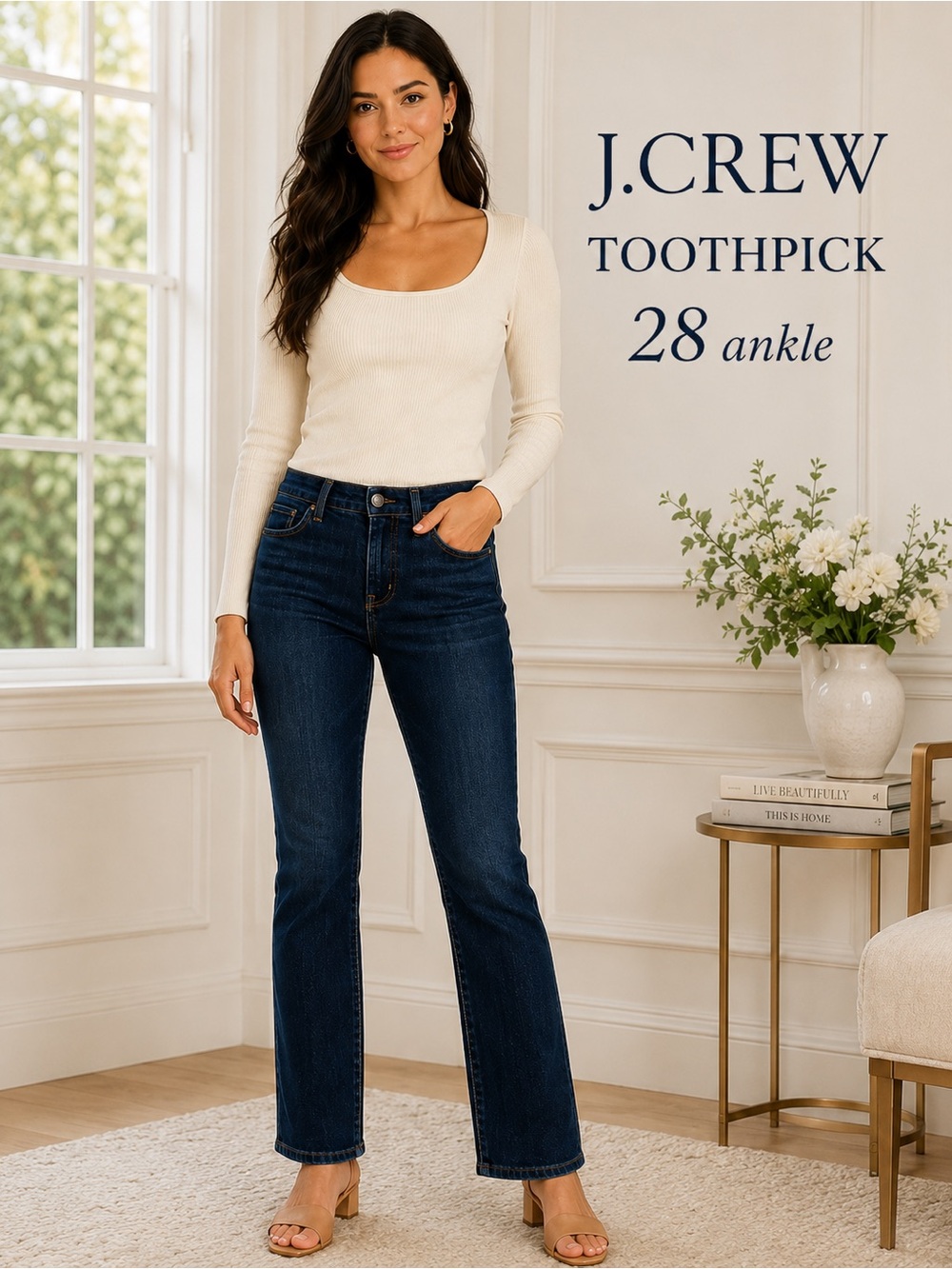 J.Crew Toothpick Jeans 28 Ankle Dark Wash Stretch Skinny Denim